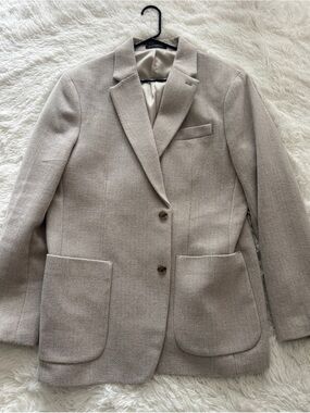 Banana Republic Light Beige Tailored Wool-Blend Blazer